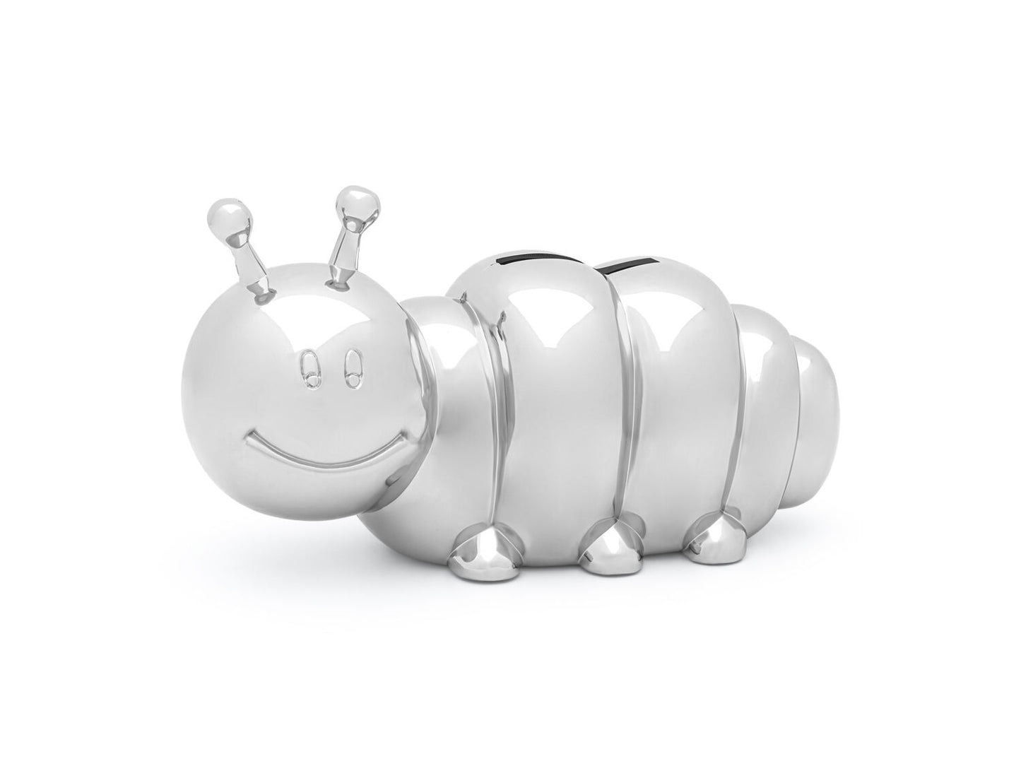 Money box Caterpillar, silver color - mm 63x140x61