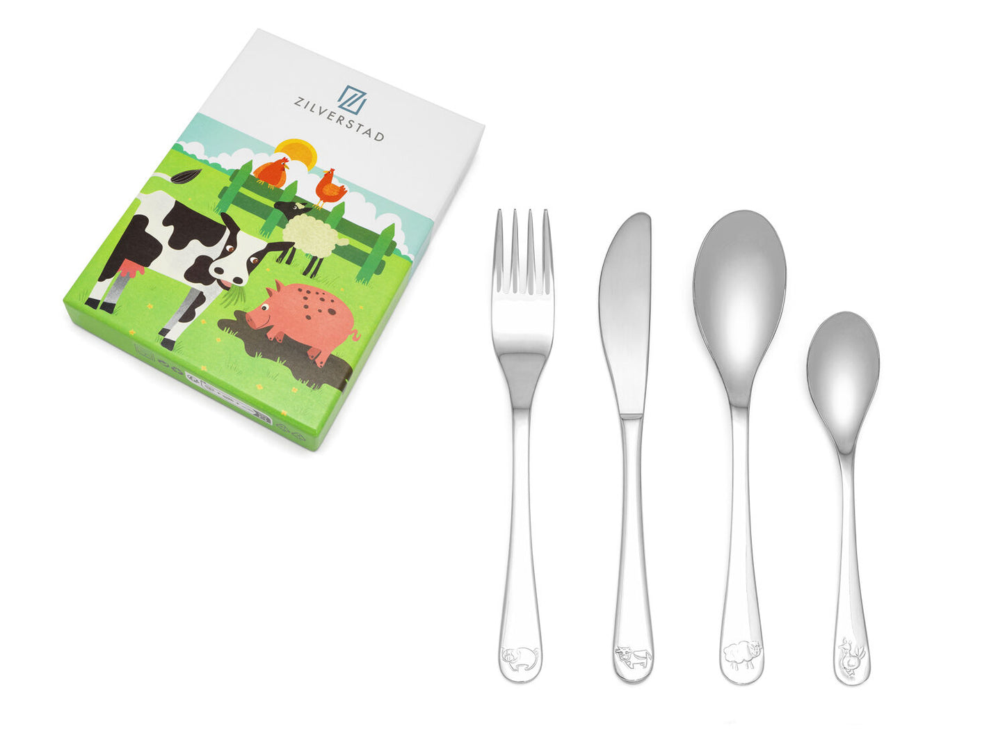 Children's cutlery Farm Animals, 4-piece, stainless steel 18/10