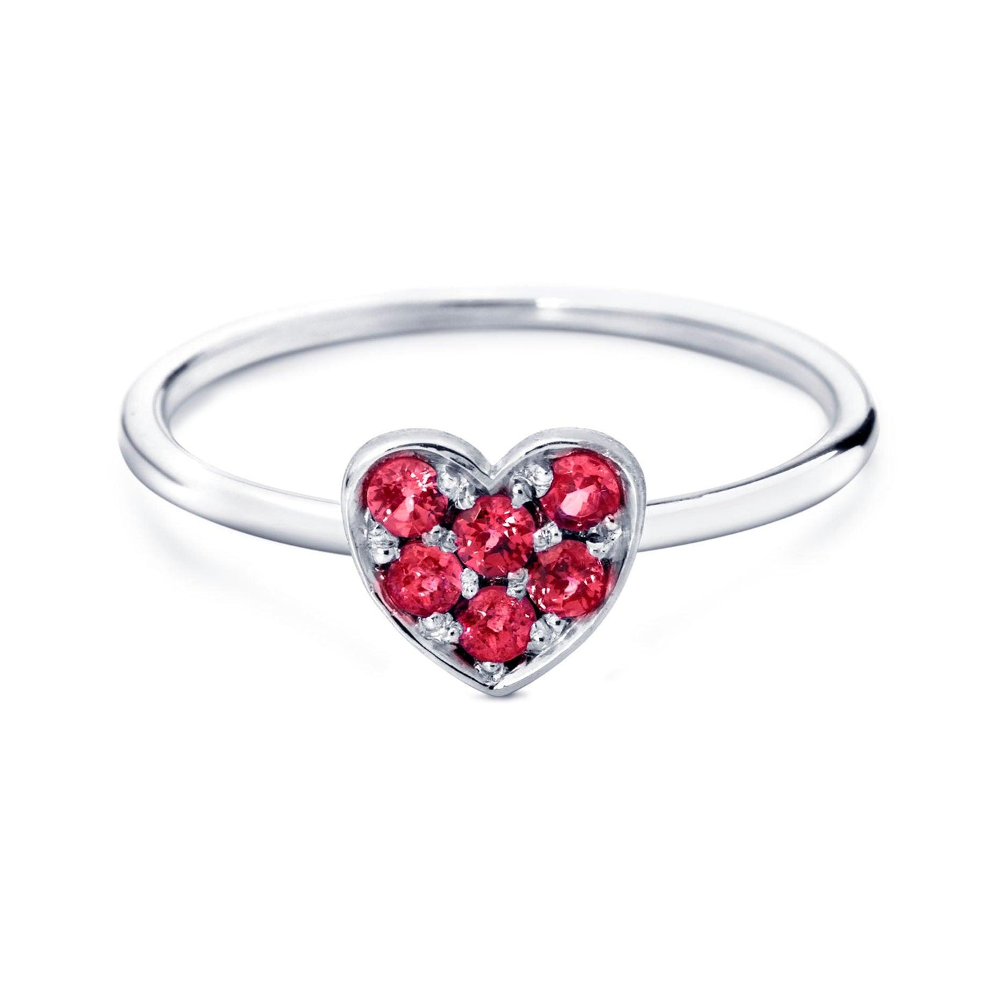 BAGUE COEUR PAVÉ 'FOREVER' AVEC RUBIS