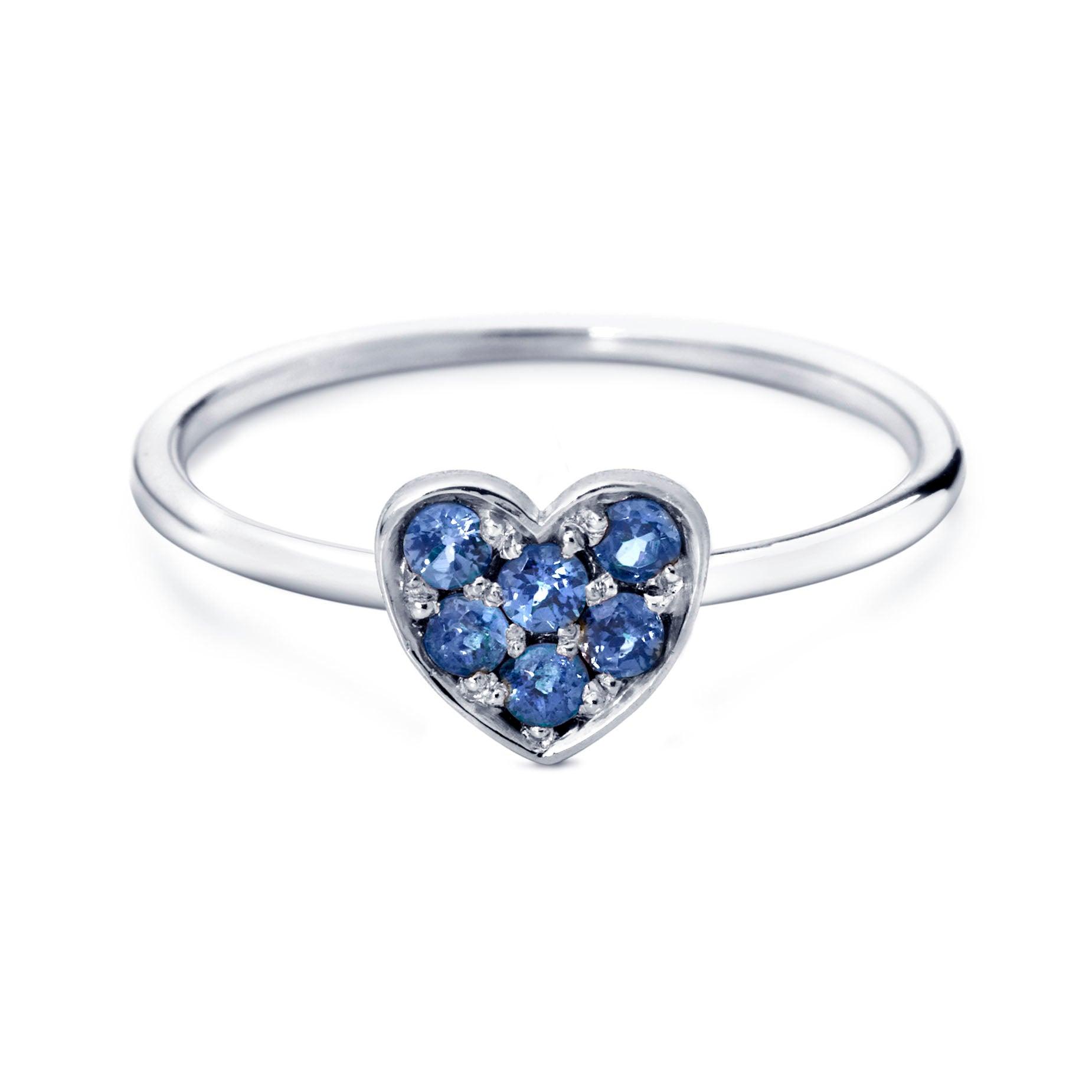 RING HEART PAVÉ 'FOREVER' WITH SAPPHIRE