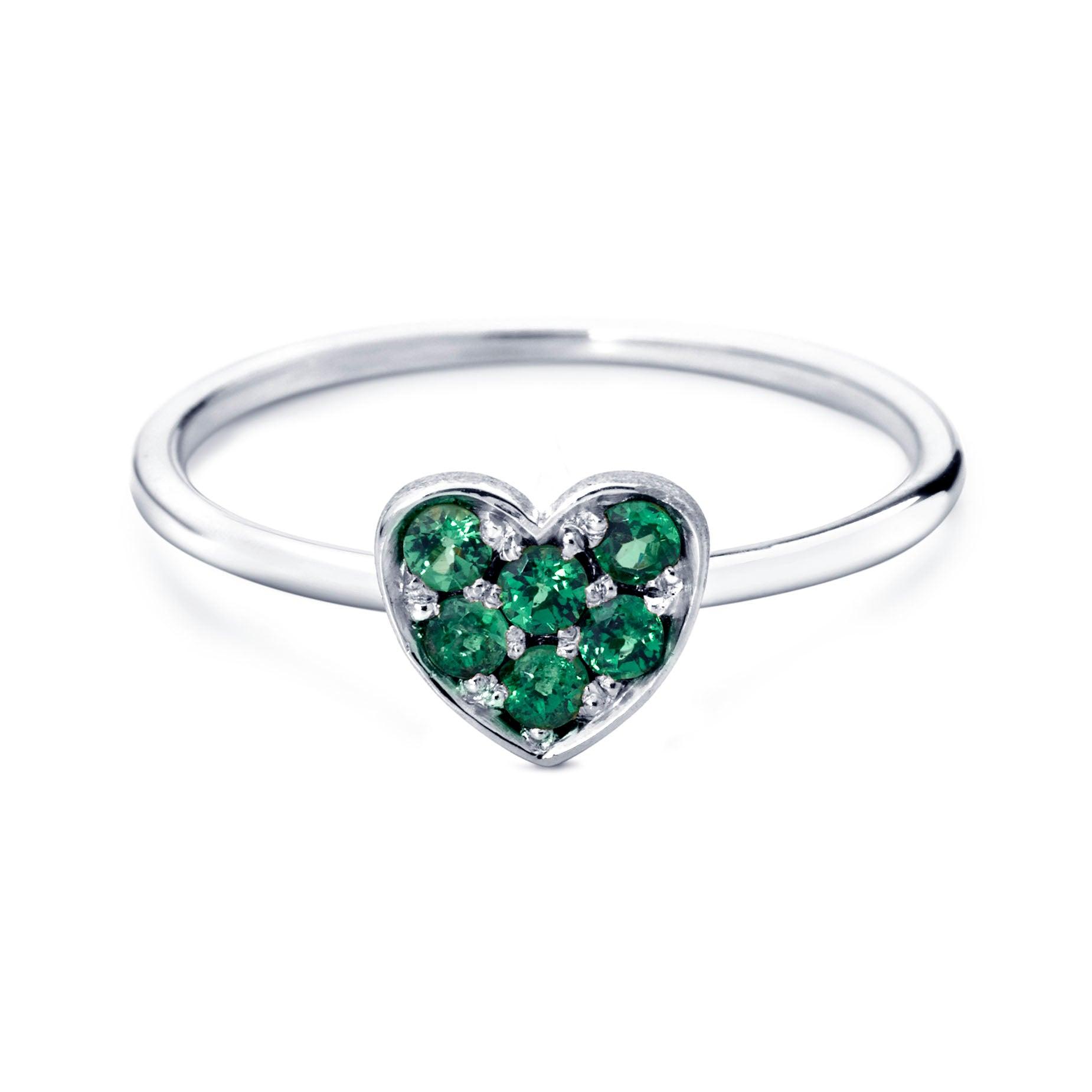 BAGUE COEUR PAVÉ 'FOREVER' AVEC TSAVORITE