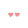 Oorknoppen hart roze epoxy 14k geelgoud - 40.30008 - Brunott Juwelier