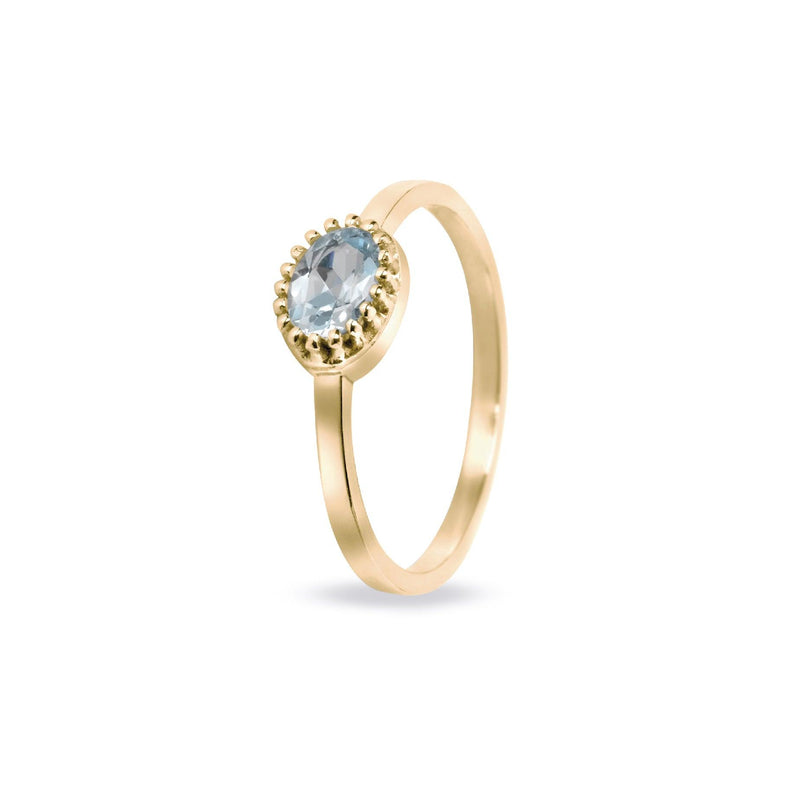 RING 'MA PETITE' MET BLAUWE TOPAAS