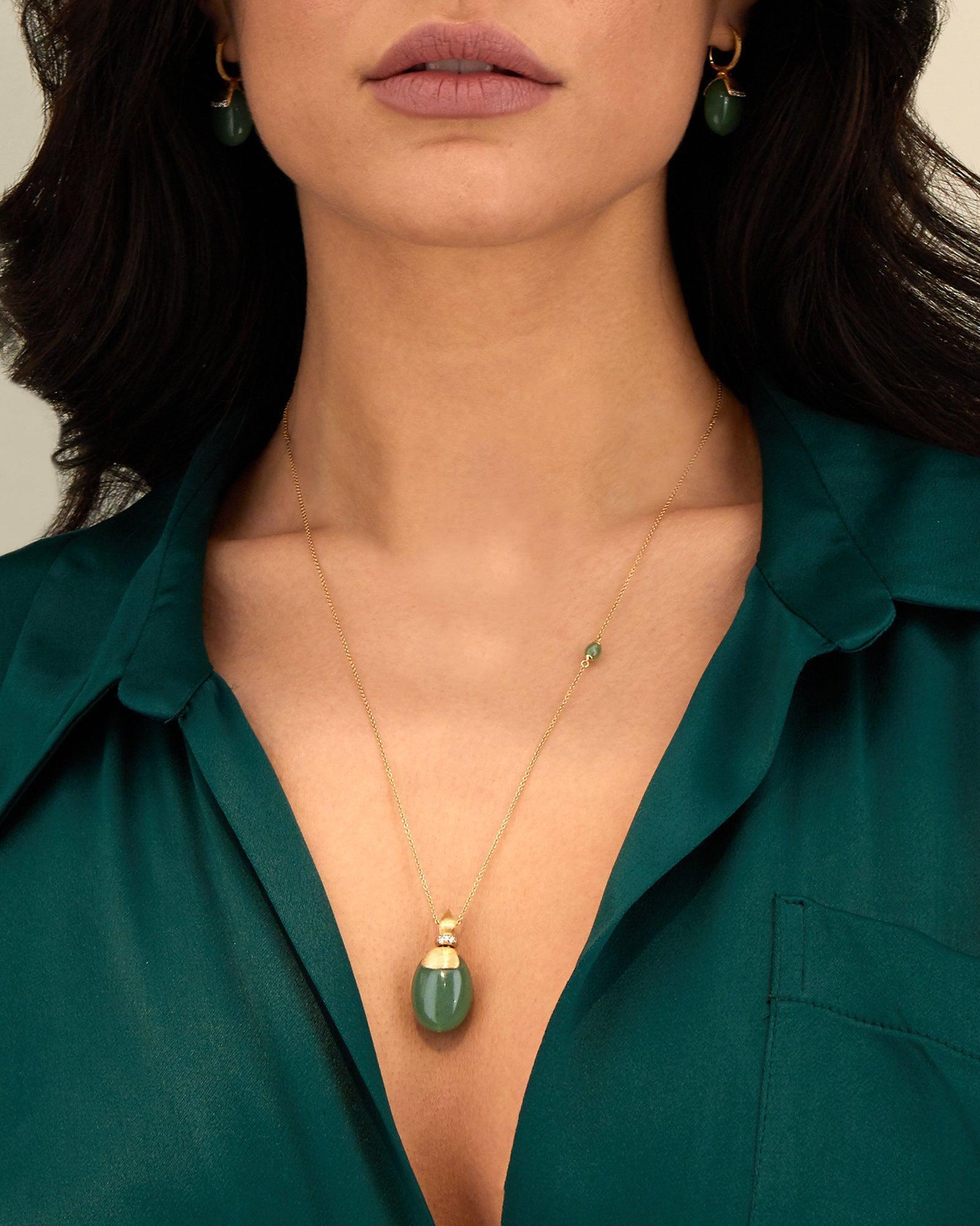 AMAZONIA "AMULETS" GOLD AND GREEN AVENTURINE NECKLACE (LARGE)