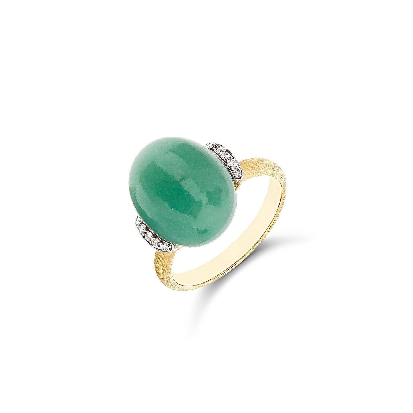 AMAZONIA "AMULETS" GOLD, DIAMONDS AND GREEN AVENTURINE RING (LARGE)