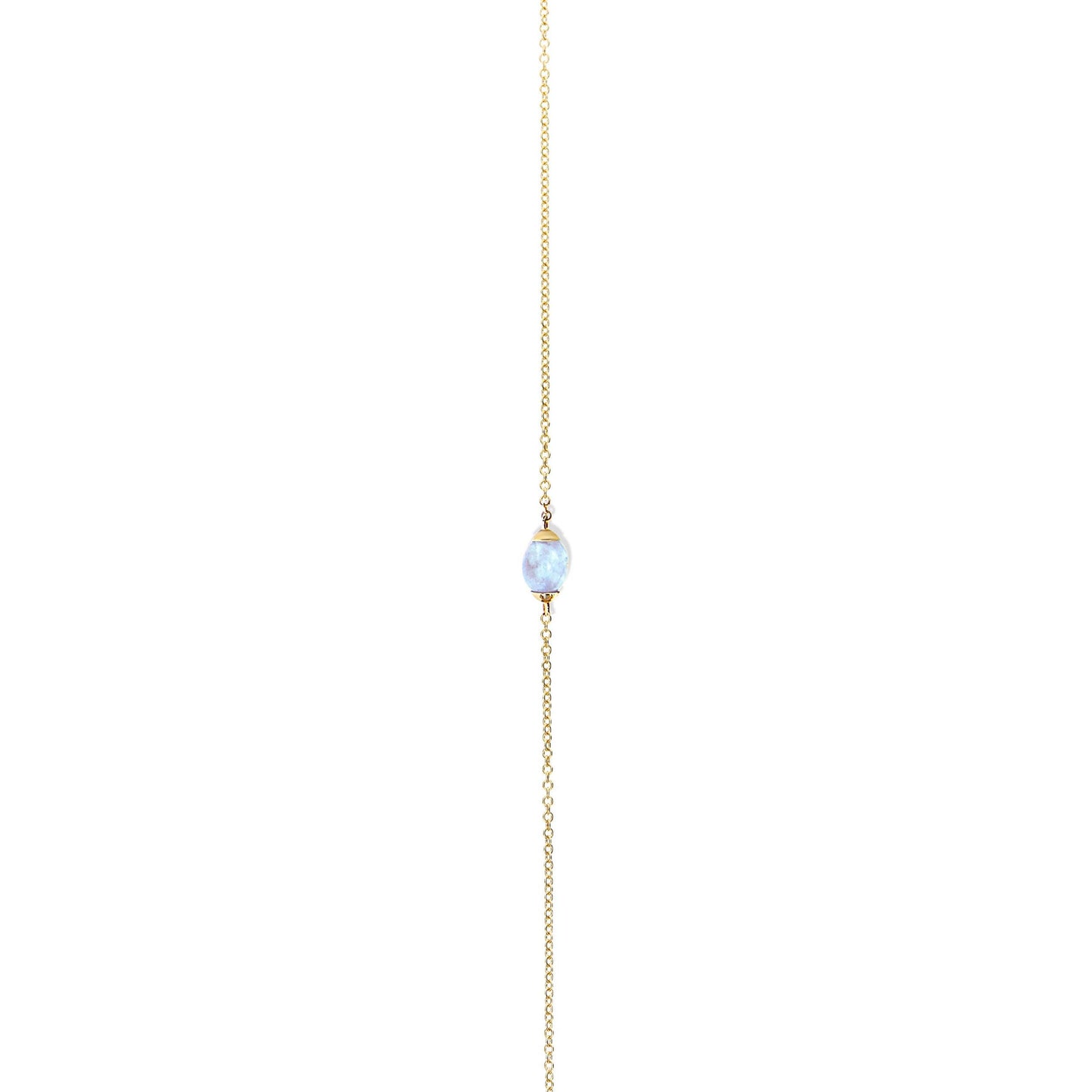 AZURE "AMULETS" GOLD AND MILKY AQUAMARINE NECKLACE (SMALL)