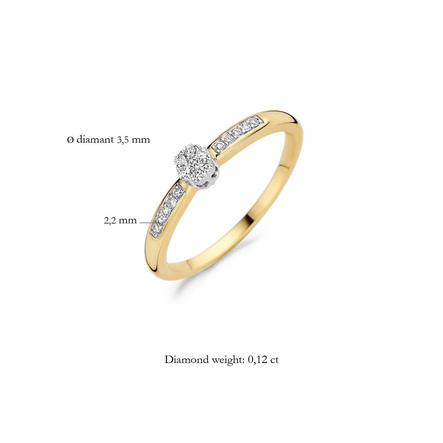 BLUSH DIAMONDS RING 1625BDI - 14 K GEELGOUD