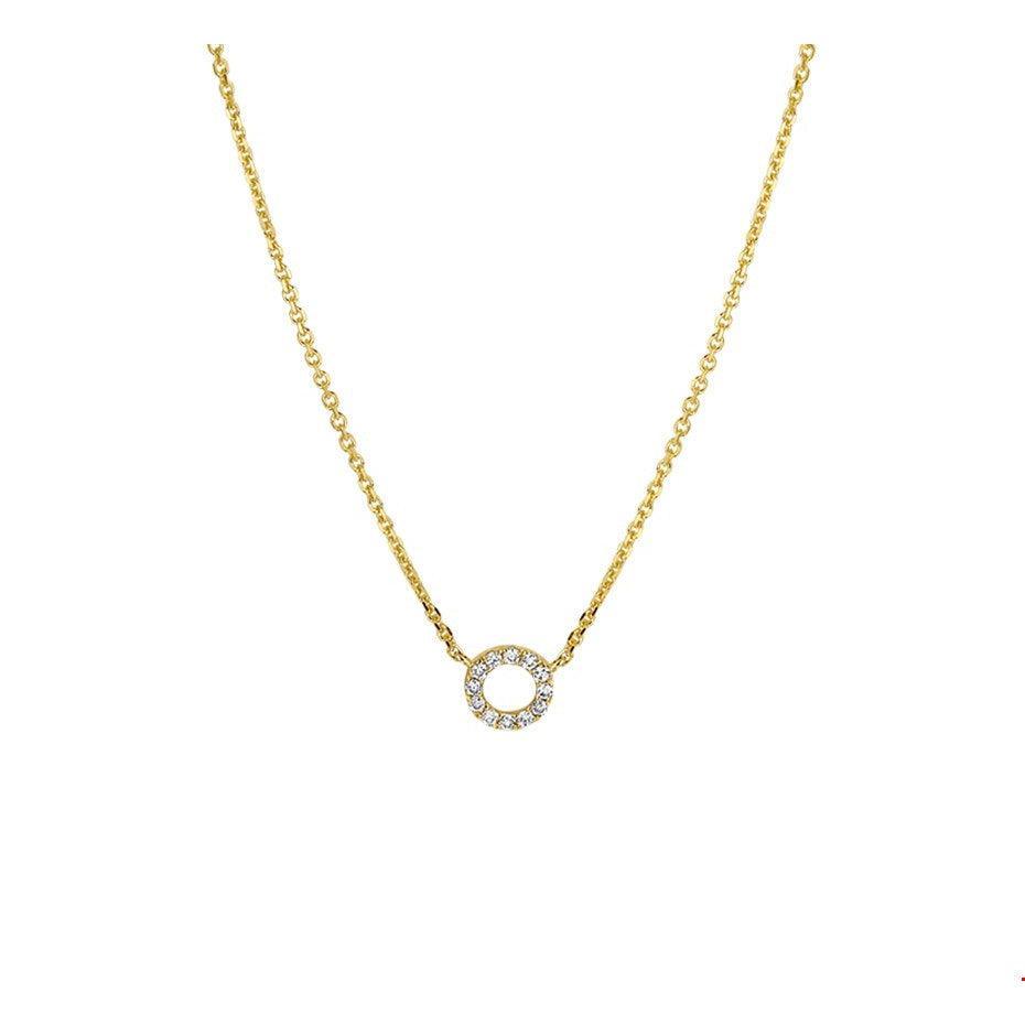 Elegante 14kt Gouden Diamanten Collier met 0,05ct Briljantgeslepen Diamant