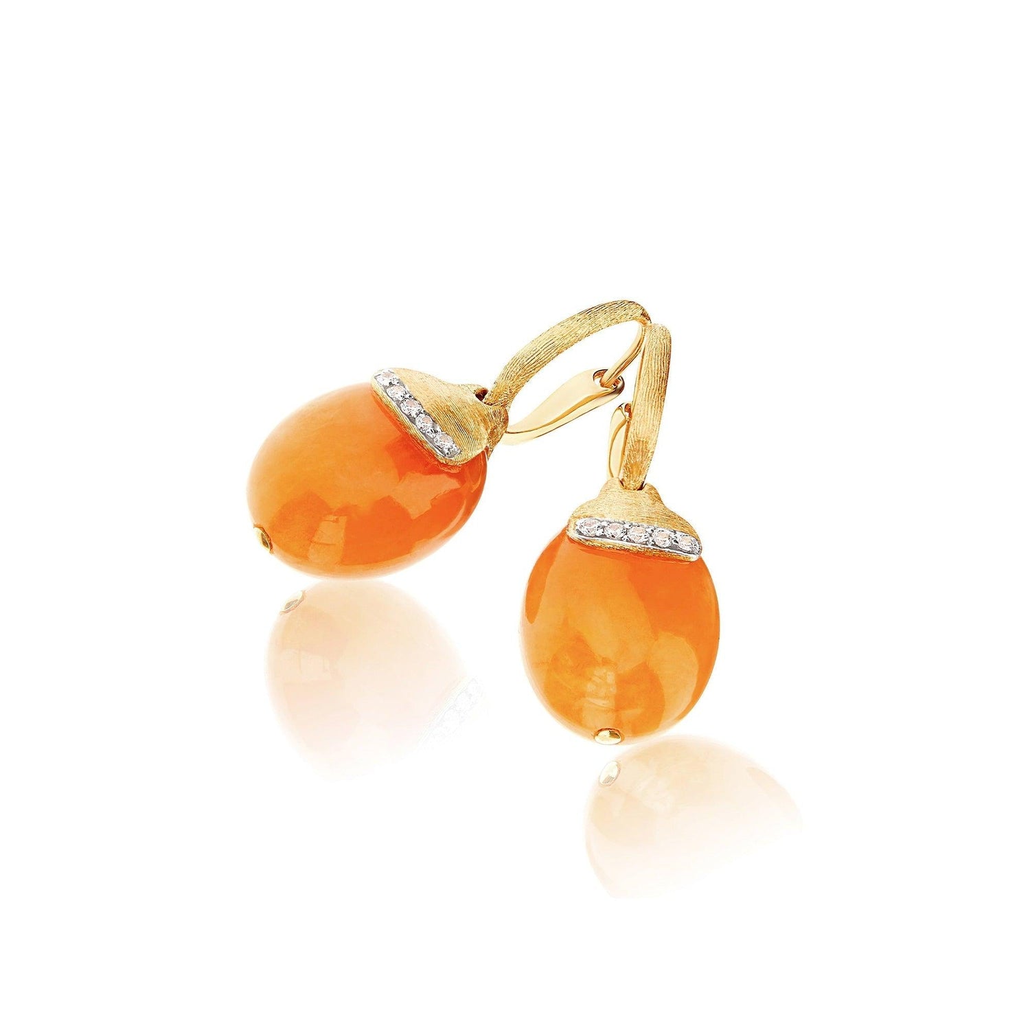 PETRA "AMULETS" CILIEGINE GOLD AND ORANGE AVENTURINE EARRINGS WITH DIAMONDS (LARGE)